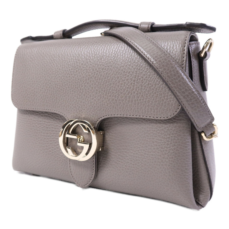 GUCCI 牛皮皮革Interlocking G Chain Bag金扣鏈帶肩背袋-2