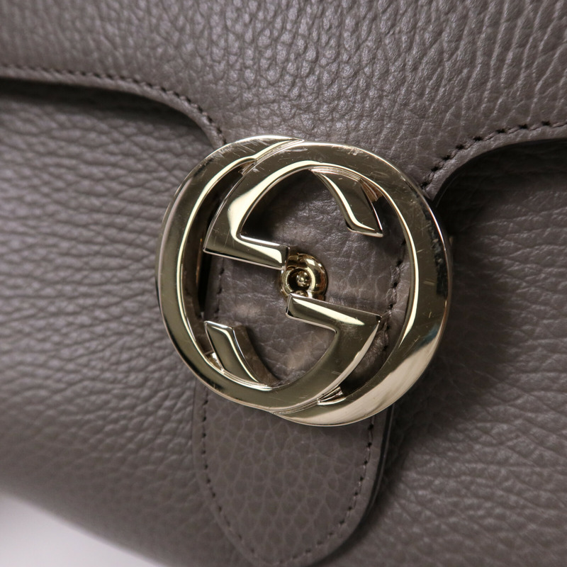 GUCCI 牛皮皮革Interlocking G Chain Bag金扣鏈帶肩背袋-6