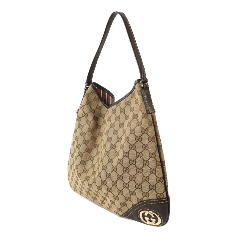 GUCCI 帆布Britt Hobo金扣肩背袋-2