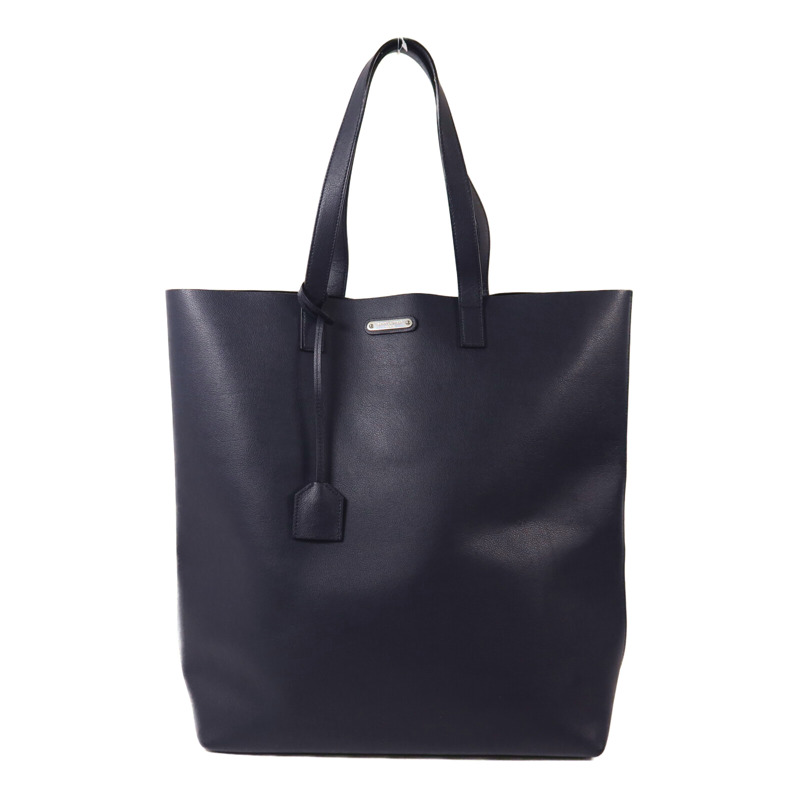 YVES SAINT LAURENT 牛皮皮革Tote Bag銀扣手挽袋-0