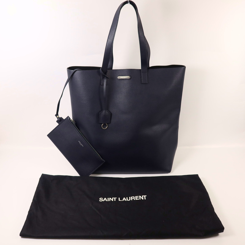 YVES SAINT LAURENT 牛皮皮革Tote Bag銀扣手挽袋-8