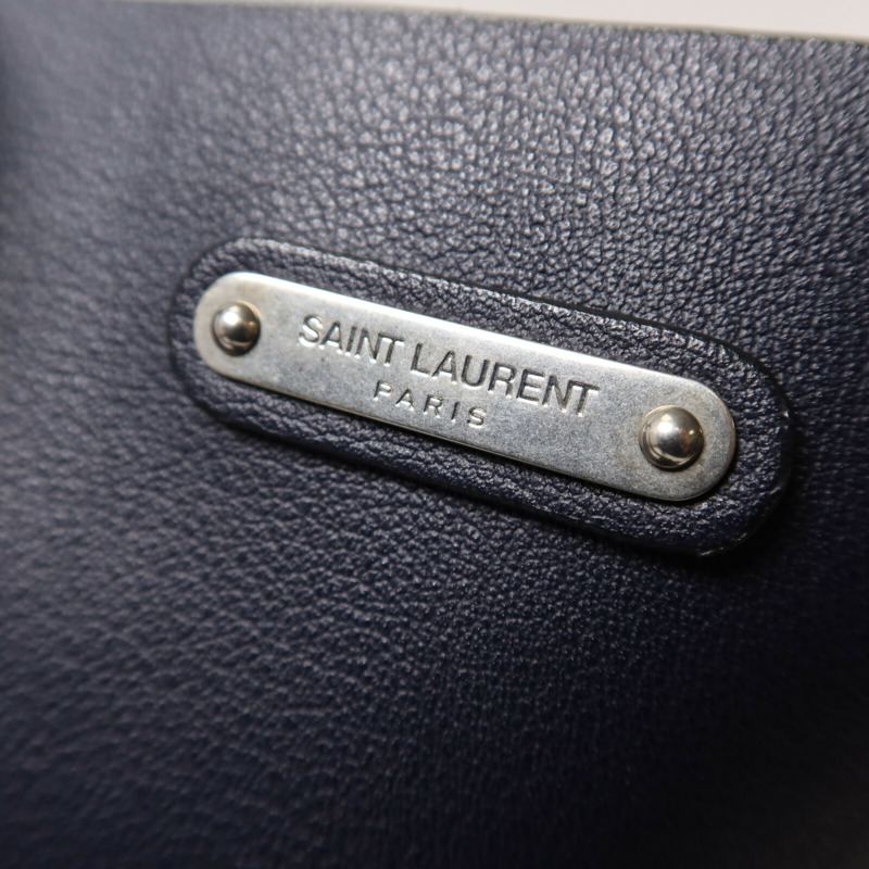 YVES SAINT LAURENT 牛皮皮革Tote Bag銀扣手挽袋-9