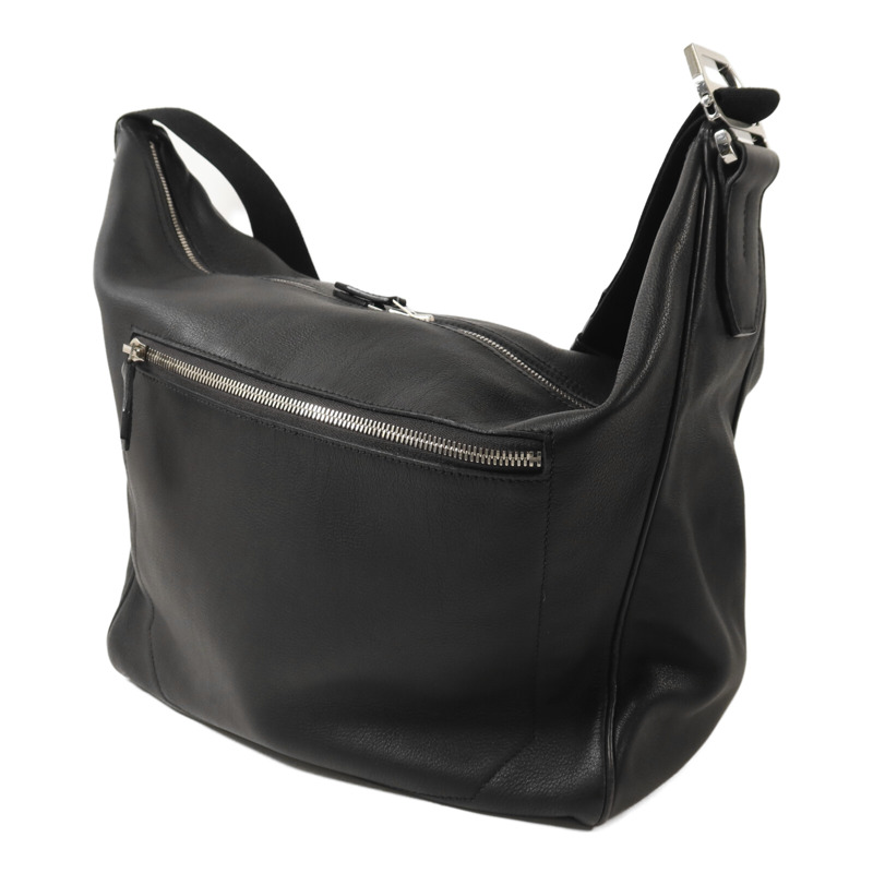 HERMES Evercolor皮革Cristobal Cityslide銀扣肩背袋Noir-2