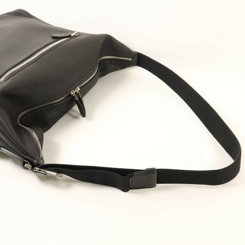 HERMES Evercolor皮革Cristobal Cityslide銀扣肩背袋Noir-8