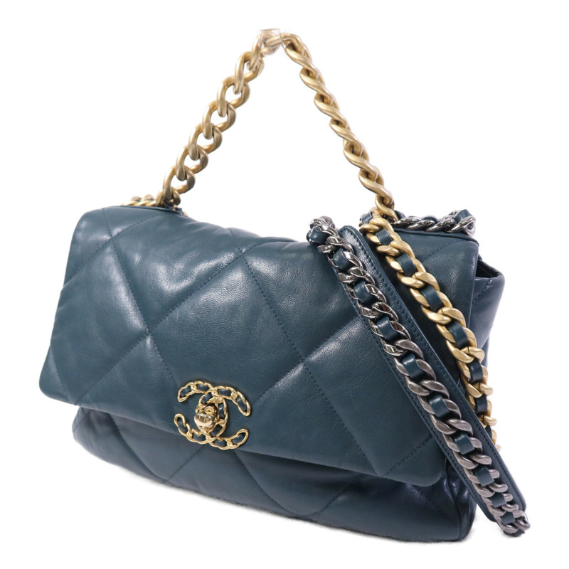 CHANEL 羊皮皮革Chanel 19 Large鏈帶手挽肩背兩用袋-2