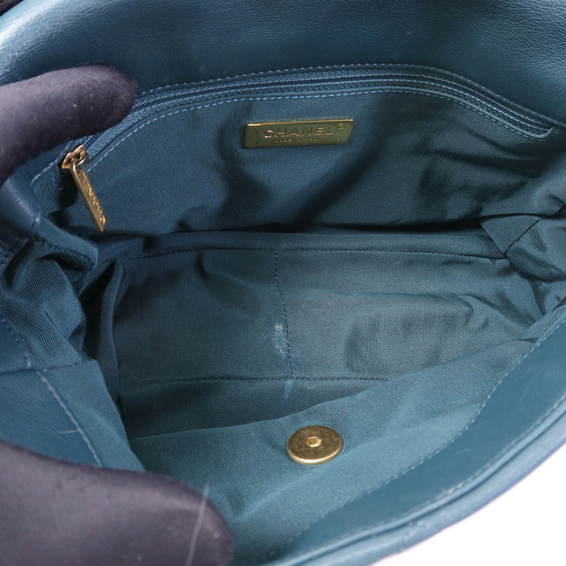 CHANEL 羊皮皮革Chanel 19 Large鏈帶手挽肩背兩用袋-4