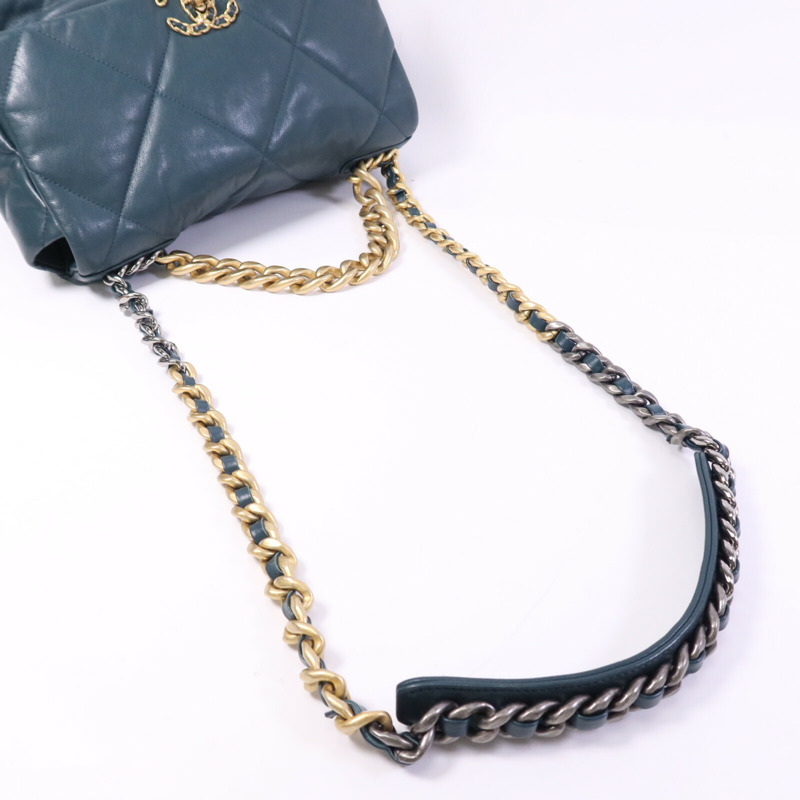 CHANEL 羊皮皮革Chanel 19 Large鏈帶手挽肩背兩用袋-8
