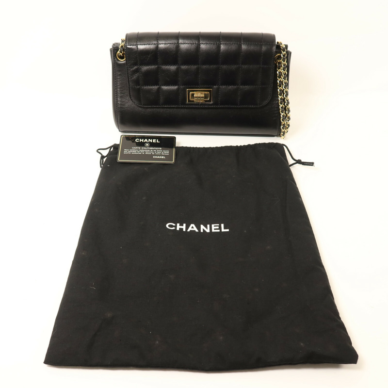 CHANEL 羊皮皮革2.55 Chocobar Flap Bag金扣鏈帶肩背袋-9