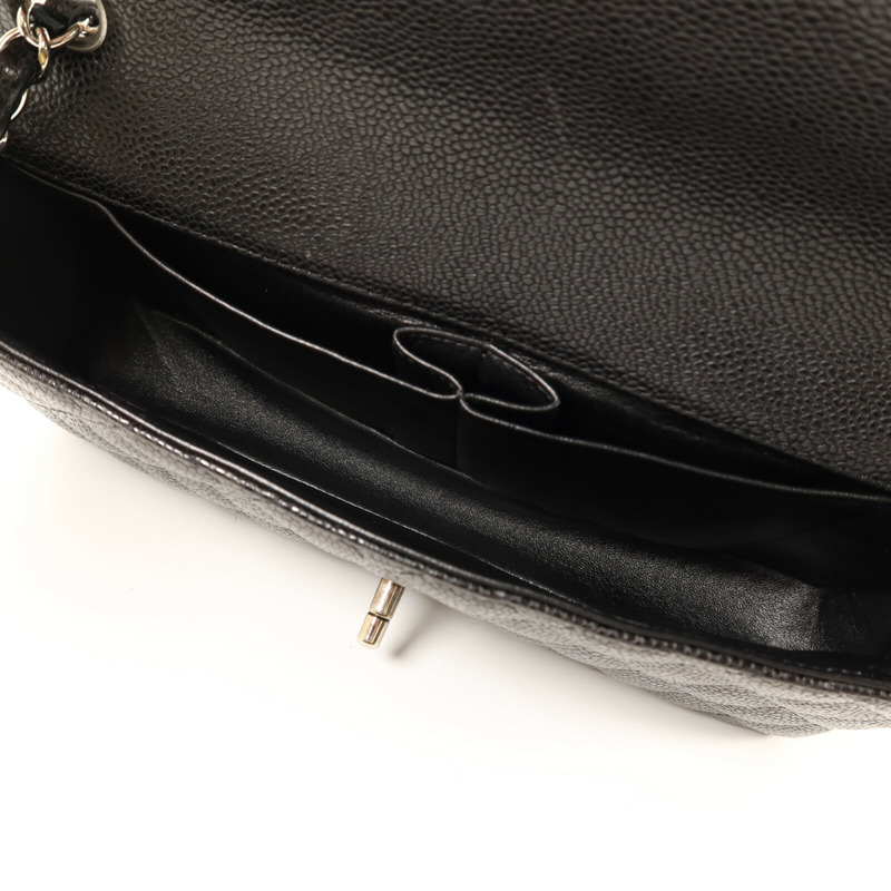 CHANEL 牛皮皮革Classic East West Baguette Bag銀扣鏈帶肩背袋-5