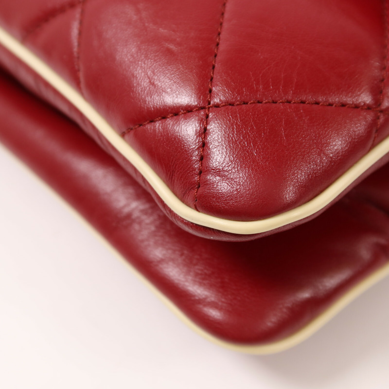 CHANEL 牛皮皮革2.55 East West Flap Bag銀扣鏈帶肩背袋-12