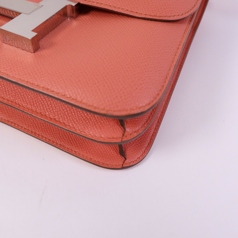HERMES Epsom皮革Constance 24銀扣肩背袋Flamingo-11