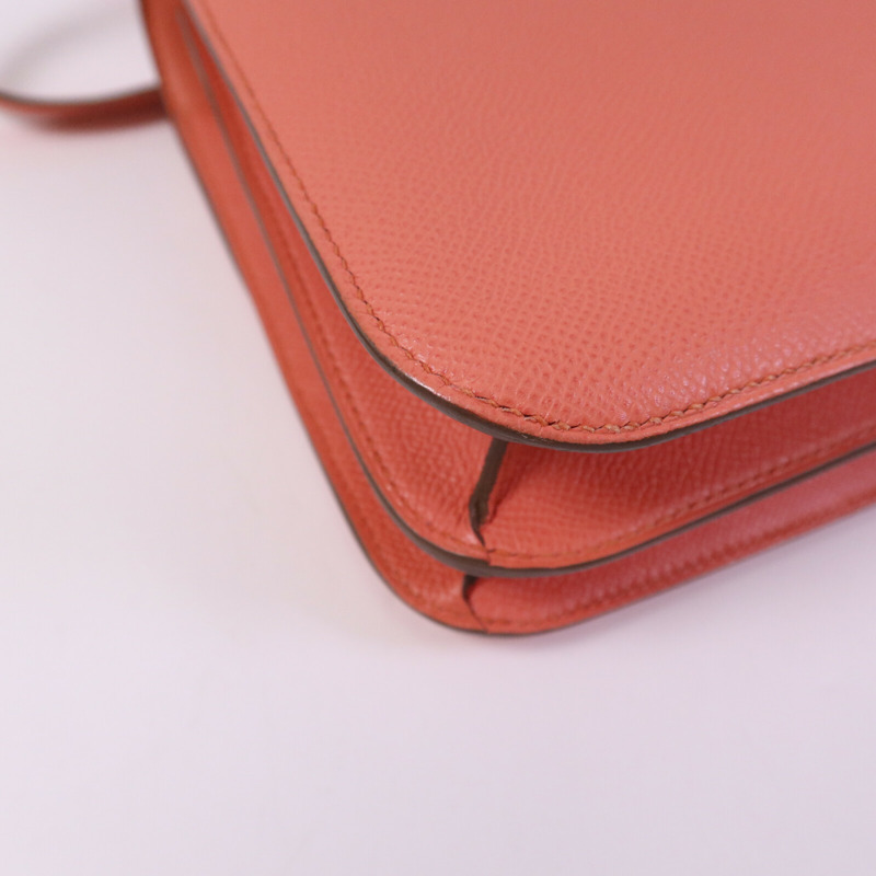 HERMES Epsom皮革Constance 24銀扣肩背袋Flamingo-13