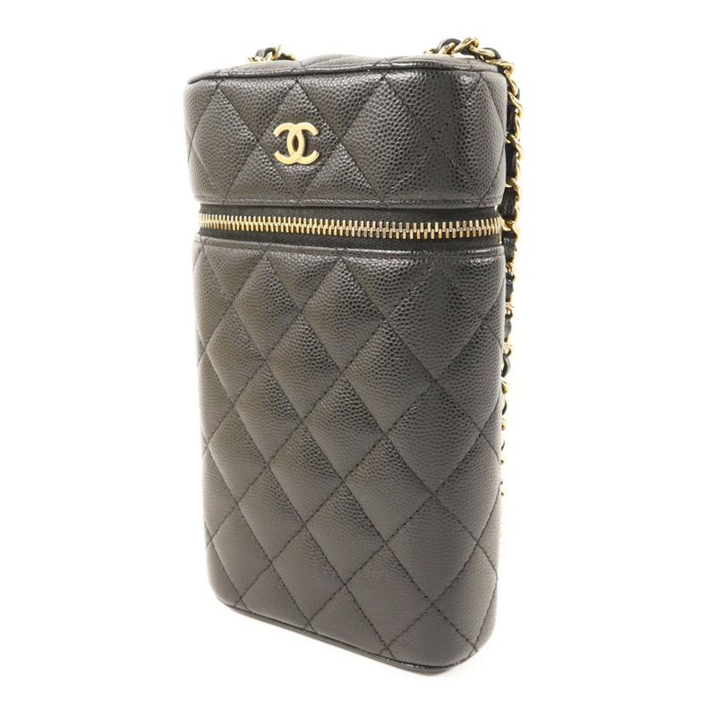 CHANEL 牛皮皮革Phone Case With Chain金扣鏈帶肩背袋-2