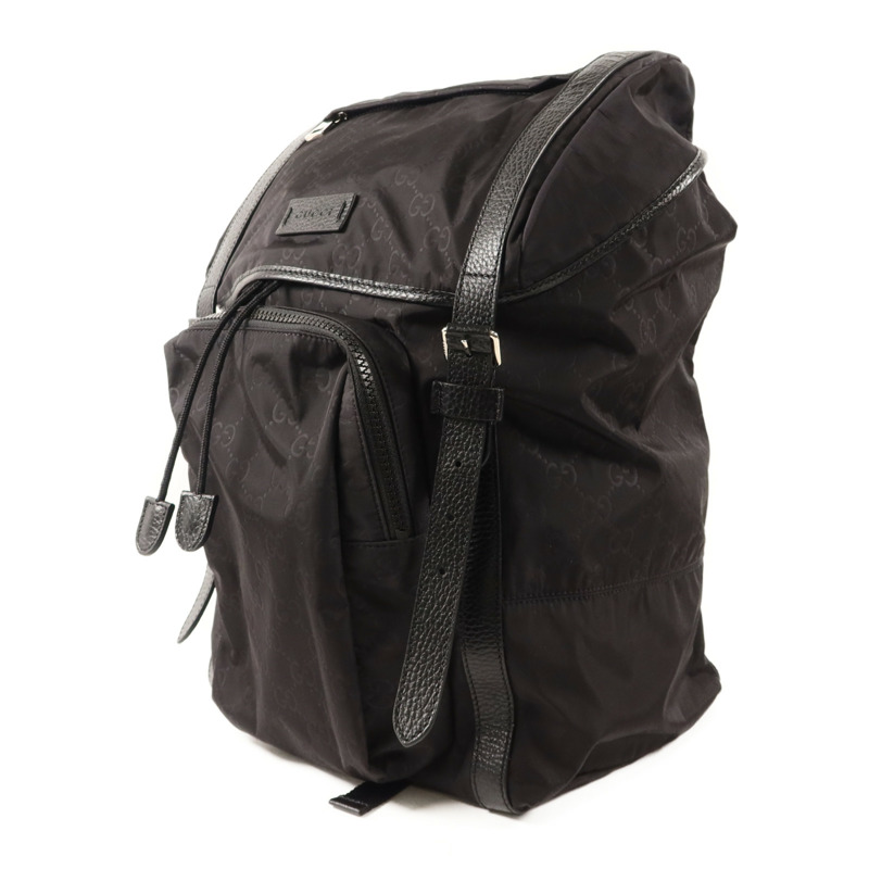 GUCCI 尼龍GG Logo Flap Drawstring Backpack銀扣背包-2