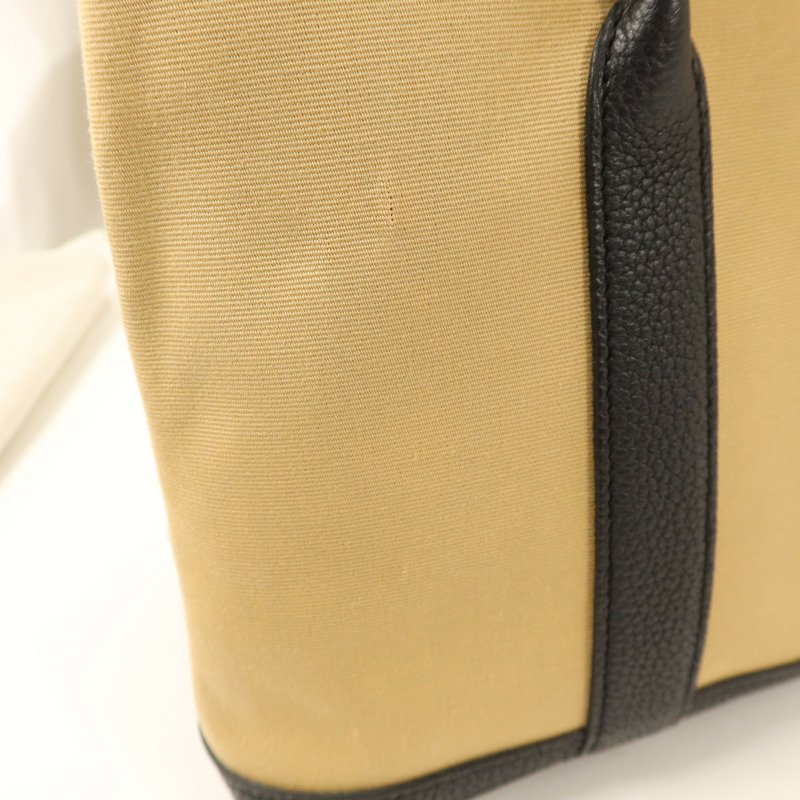 HERMES Negonda皮革/帆布Garden Party TPM銀扣手挽袋Trench/Noir-15