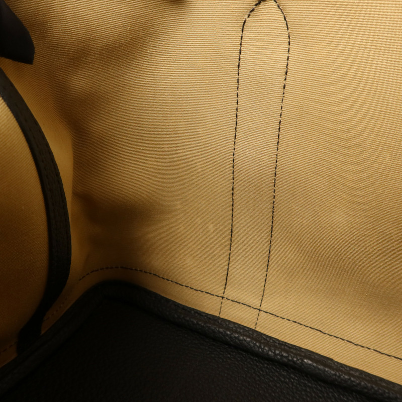 HERMES Negonda皮革/帆布Garden Party TPM銀扣手挽袋Trench/Noir-19