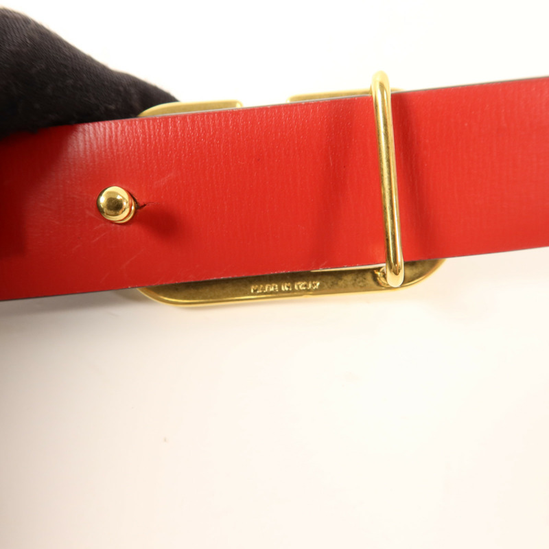 Valentino 牛皮皮革VLogo Signature Reversible Shiny Belt金扣皮帶-6