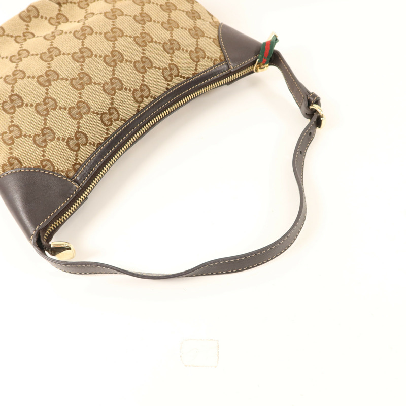 GUCCI 帆布Accessory Pouch Sherry Line Vintage金扣手挽袋-7