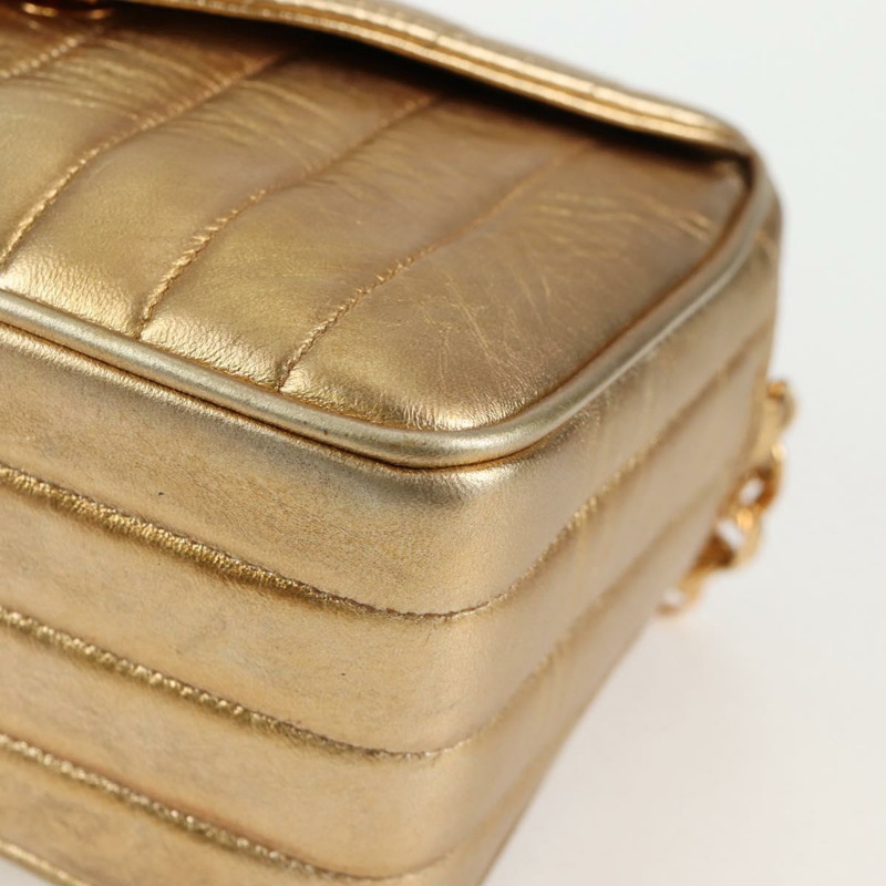 【日本直送】香奈兒 (CHANEL) 絎縫鏈條單肩包，羊皮材質，紅色，金色雙C標誌，正品編號 134958SV-15