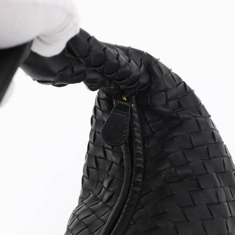【日本直送】BOTTEGAVENETA INTRECCIATO Hobo 肩背包 皮革 黑色 115653 正品 161573SAV-8