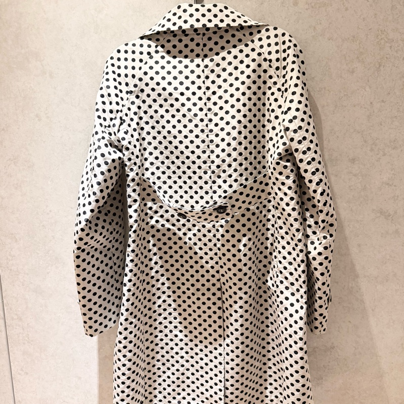 Weekend Max Mara 義大利設計 復古黑白大圓點 長版風衣/大衣 (Size 46)-1