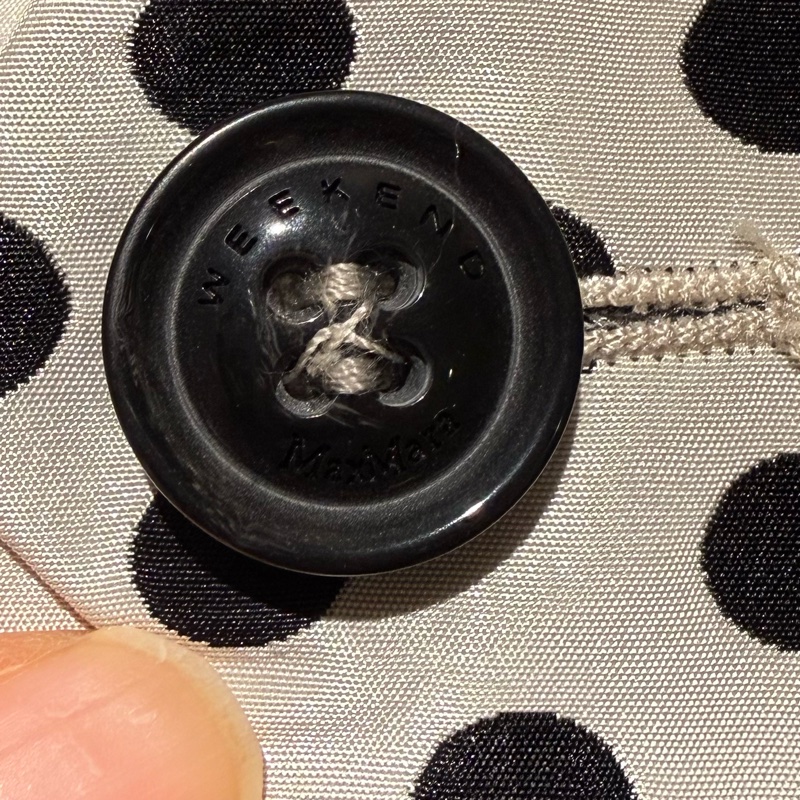 Weekend Max Mara 義大利設計 復古黑白大圓點 長版風衣/大衣 (Size 46)-13