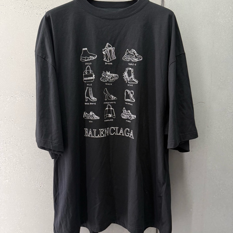 二手oversized 巴黎世家黑色短袖T恤-0