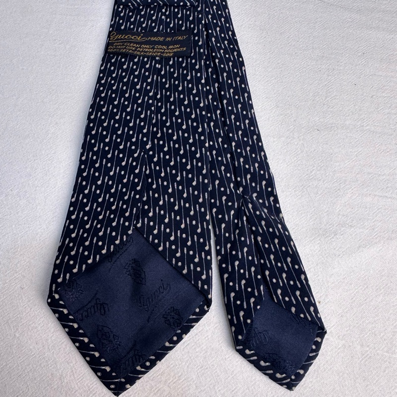 Gucci 藏青色高爾夫球桿圖案領帶 領結 絲綢（中古）-2