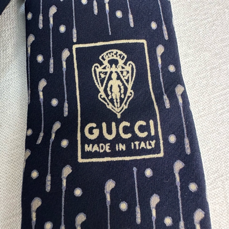 Gucci 藏青色高爾夫球桿圖案領帶 領結 絲綢（中古）-3
