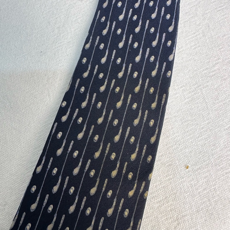 Gucci 藏青色高爾夫球桿圖案領帶 領結 絲綢（中古）-6