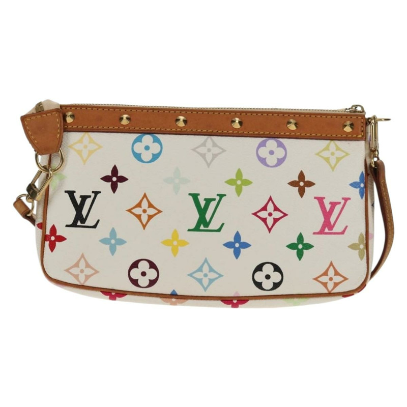 【日本直送】路易威登 (LOUIS VUITTON) 多彩 Pochette Accessoires 手拿包 白色 M92649 LV Auth 145617V-12