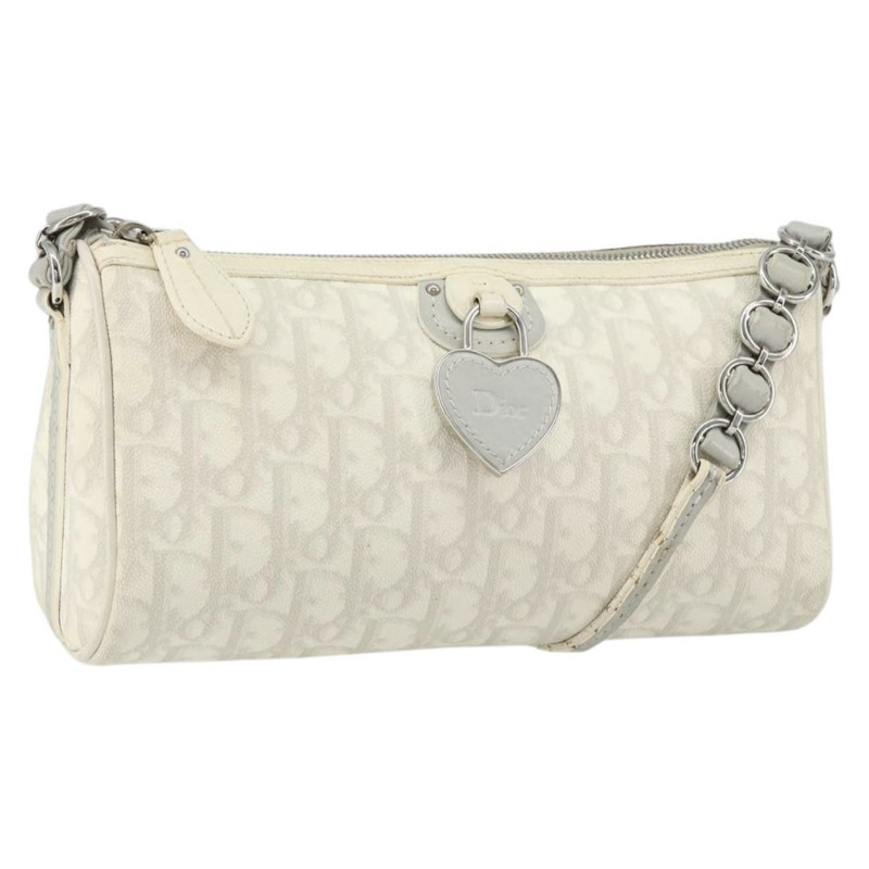 【日本直送】Christian Dior Romantic Trotter帆布單肩包 PVC 白色銀色 正品 150352V-0