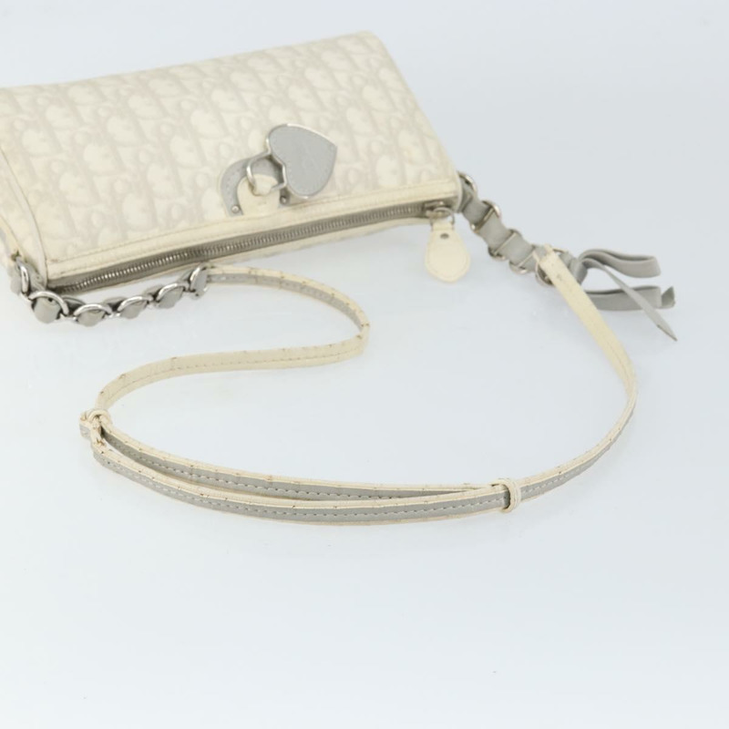 【日本直送】Christian Dior Romantic Trotter帆布單肩包 PVC 白色銀色 正品 150352V-6