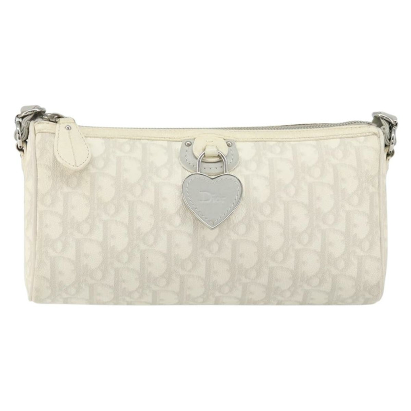 【日本直送】Christian Dior Romantic Trotter帆布單肩包 PVC 白色銀色 正品 150352V-12