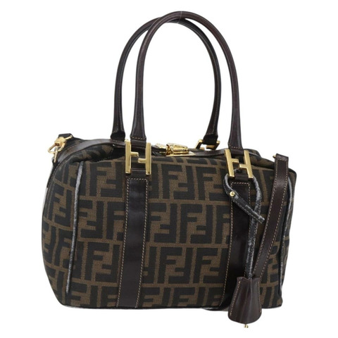 FENDI Zucca帆布手提包 2way 黑色棕色 正品 150808