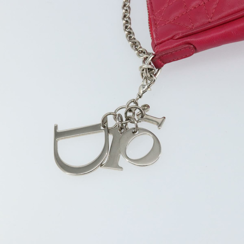 【日本直送】Christian Dior Canage 鏈條肩背包 羊皮 粉紅色 銀色 Auth mr1565-8