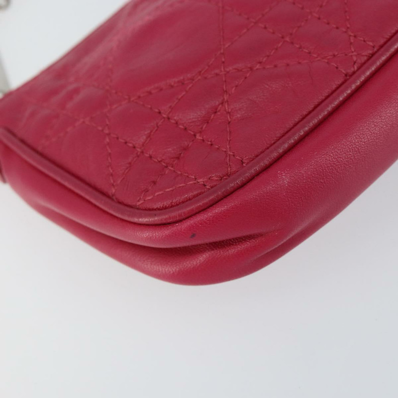 【日本直送】Christian Dior Canage 鏈條肩背包 羊皮 粉紅色 銀色 Auth mr1565-14