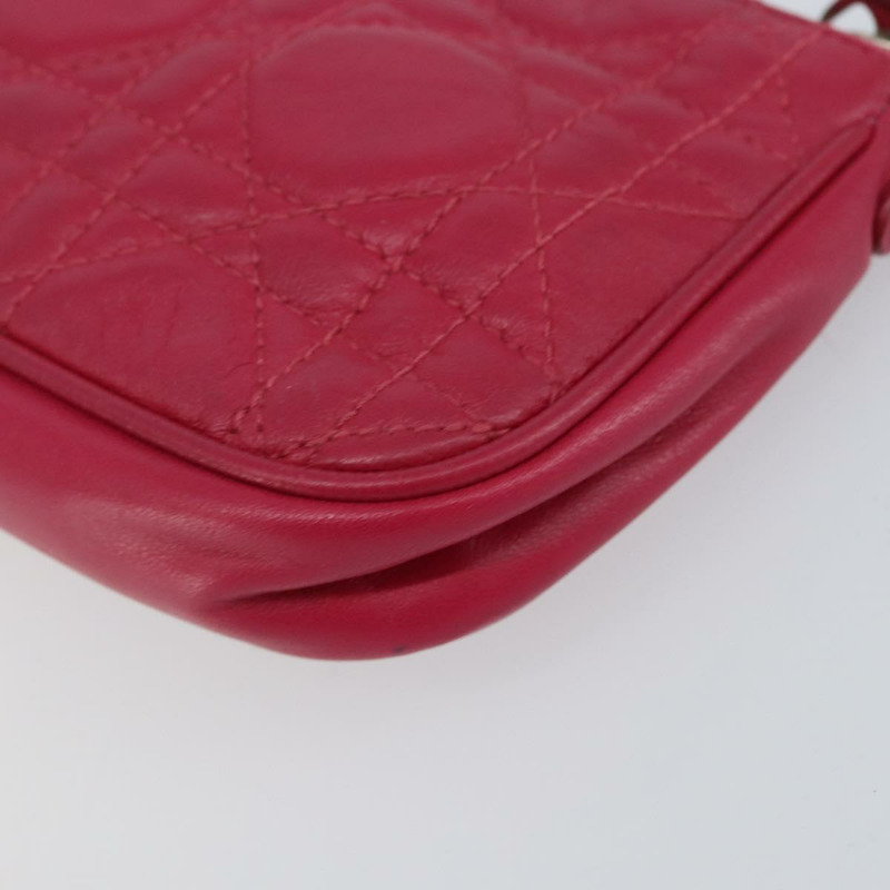 【日本直送】Christian Dior Canage 鏈條肩背包 羊皮 粉紅色 銀色 Auth mr1565-15