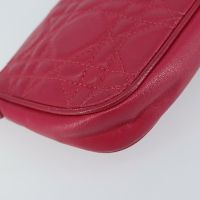 【日本直送】Christian Dior Canage 鏈條肩背包 羊皮 粉紅色 銀色 Auth mr1565-16