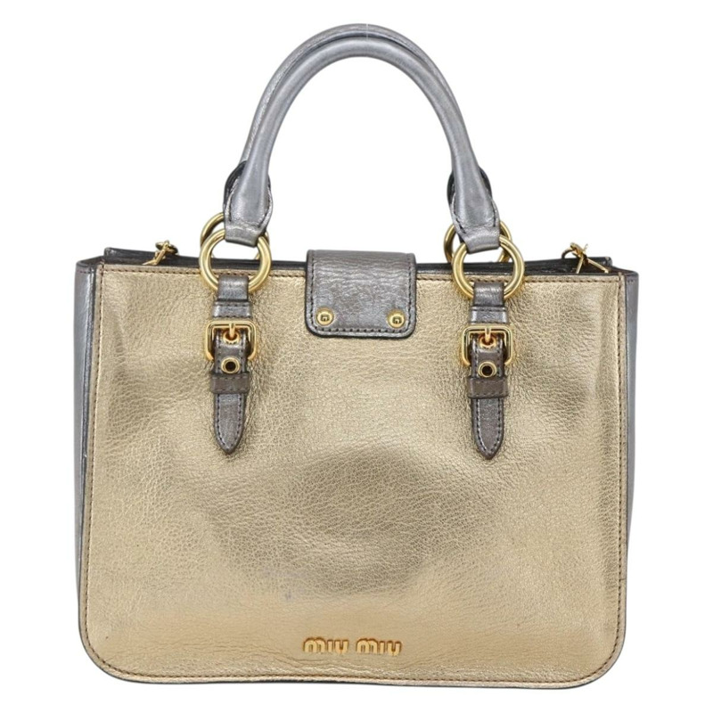 【日本直送】Miu Miu Madras 手提包 皮革 2way 金色 Auth mr1549-1