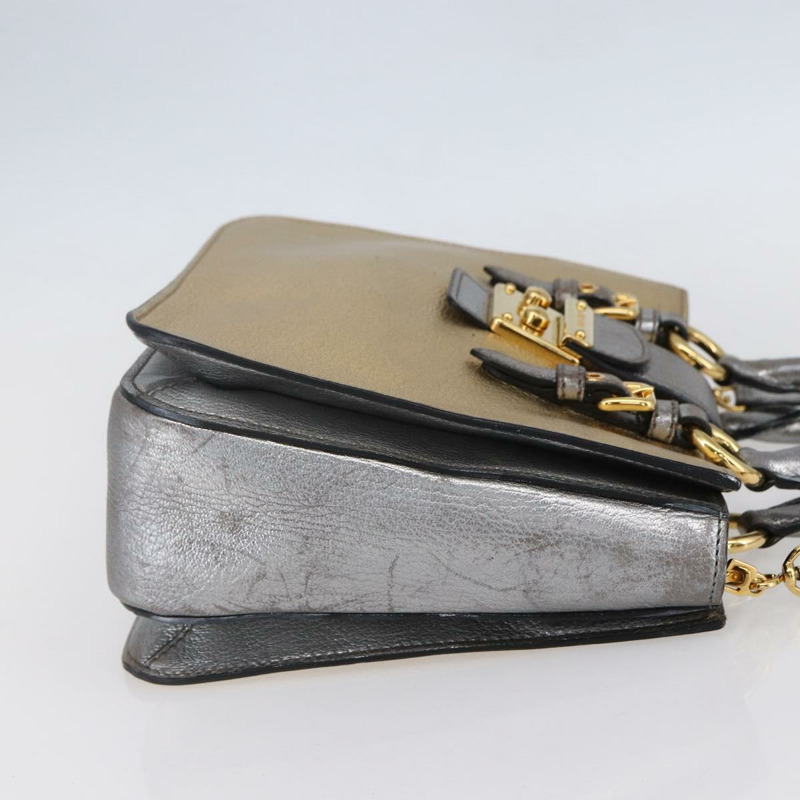 【日本直送】Miu Miu Madras 手提包 皮革 2way 金色 Auth mr1549-3