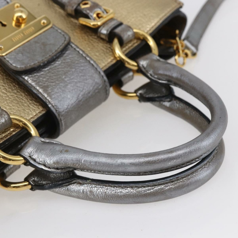【日本直送】Miu Miu Madras 手提包 皮革 2way 金色 Auth mr1549-6