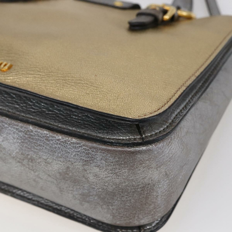【日本直送】Miu Miu Madras 手提包 皮革 2way 金色 Auth mr1549-16