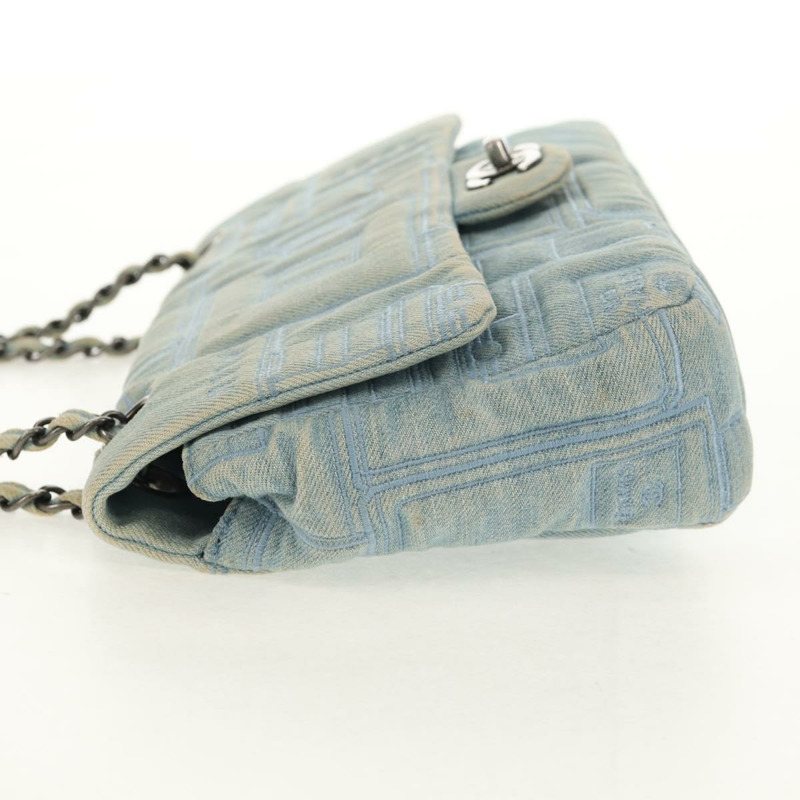 【日本直送】香奈兒 Coco 香水鏈肩背包，牛仔布淺藍色，CC 標誌，貨號 145068AV-2