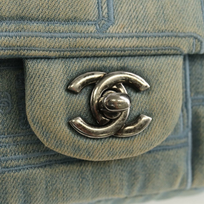 【日本直送】香奈兒 Coco 香水鏈肩背包，牛仔布淺藍色，CC 標誌，貨號 145068AV-17