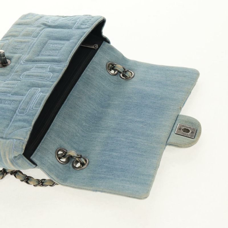 【日本直送】香奈兒 Coco 香水鏈肩背包，牛仔布淺藍色，CC 標誌，貨號 145068AV-18