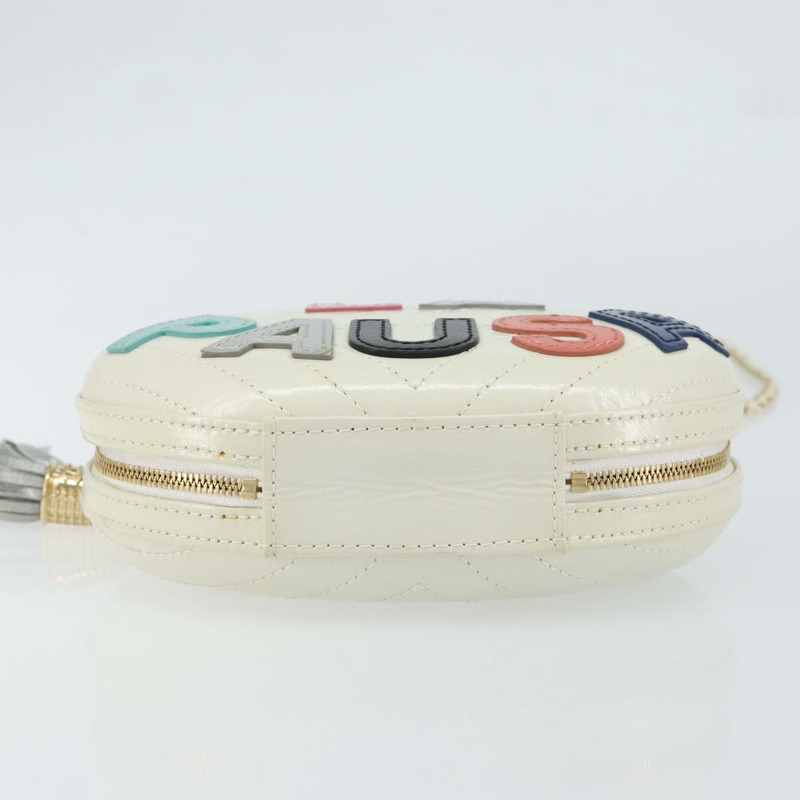 【日本直送】香奈兒 V 字縫線鏈條肩背包 白色皮革 金色 CC 標誌 正品 144830SAV-4