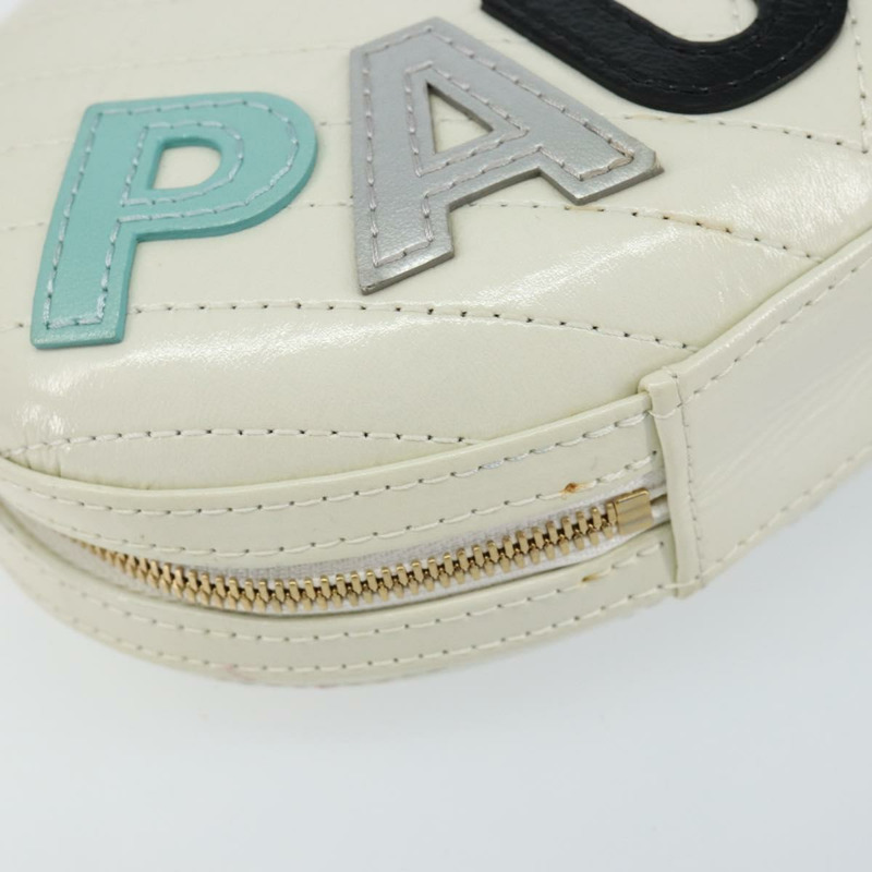 【日本直送】香奈兒 V 字縫線鏈條肩背包 白色皮革 金色 CC 標誌 正品 144830SAV-14