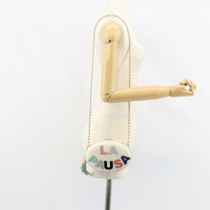 【日本直送】香奈兒 V 字縫線鏈條肩背包 白色皮革 金色 CC 標誌 正品 144830SAV-21