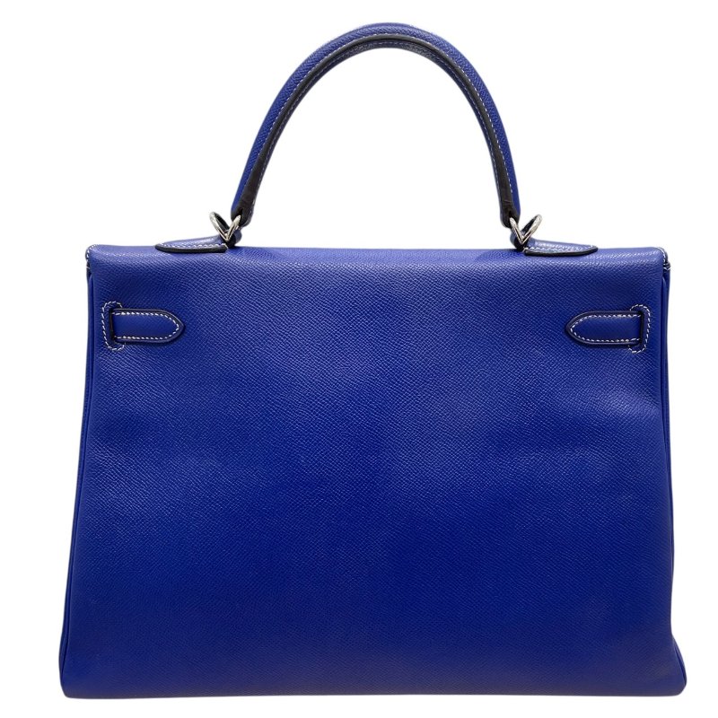 HERMES 愛馬仕 KELLY 35 凱莉包 EPSOM 電光藍 內縫 銀釦-1